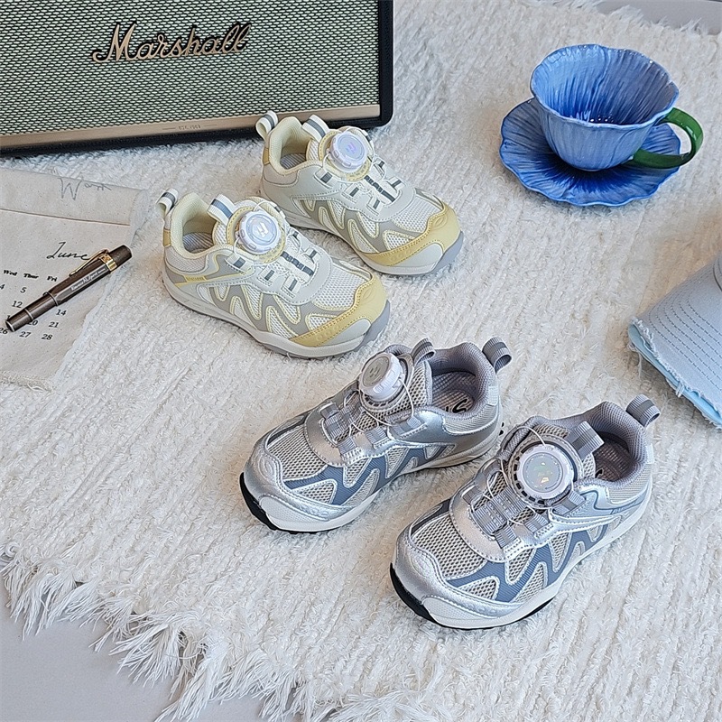 2025 Spring and Autumn Trendy Children's Swivel Buckle Soft Sole Dad Shoes Boys' Personalized Fashionable Mesh Girls' Sports Shoes Breathable