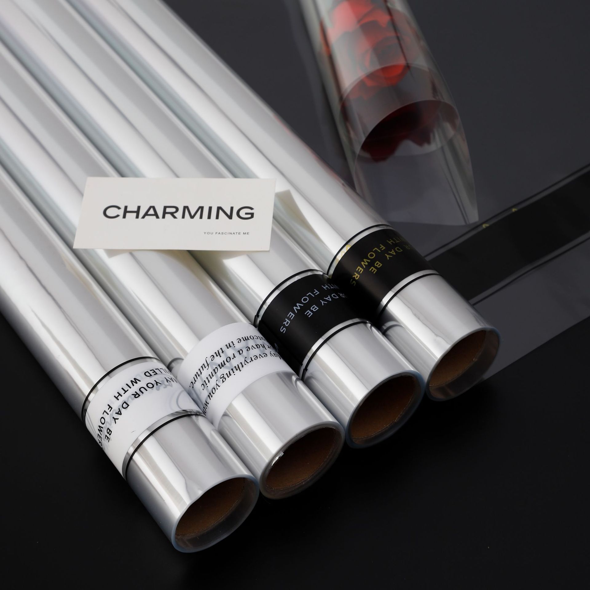 opp简约英文玻璃纸透明加厚包花纸花束氛围纸鲜花包装纸花艺材料