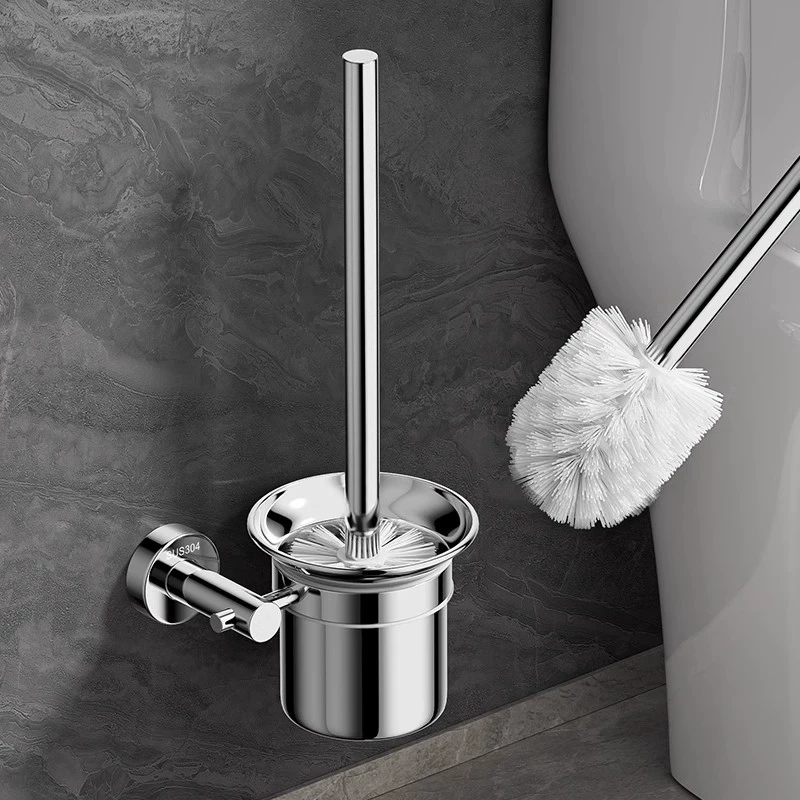 304 из нержавеющей стали туалетная щетка настенная полка для дома без мертвых углов Туалет без пробивания Чистая щетка