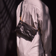 新款复古头层牛皮手工擦色斜跨包男款胸包植鞣皮真皮时尚单肩包潮