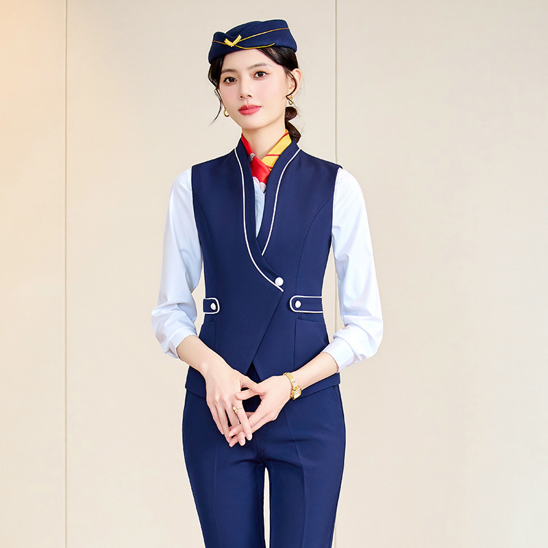 Autumn and Winter Professional Vest suit Female KTV Hotel Reception Foot Bath Beauty Technician Work Clothes Stewardess Uniform