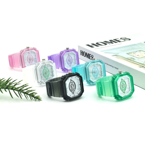 2024 solid color watch fashion casual male and female primary and secondary school students imitation small square jelly candy color watch