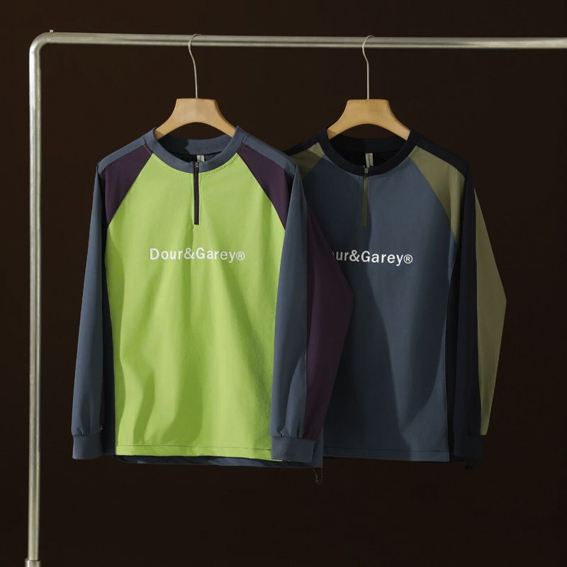 Outdoor Water-Repellent Half-Zip Contrasting Color Splicing Pullover Sweatshirt 25 Autumn and Winter Mountain Style Long-Sleeved T-Shirt Top Bottoming Shirt Outdoor Water-Repellent Half-Zip Contrasting Color Splicing Pullover Sweatshirt 25 Autumn and Winter Mountain Style Long-Sleeved T-Shirt Top Bottoming Shirt