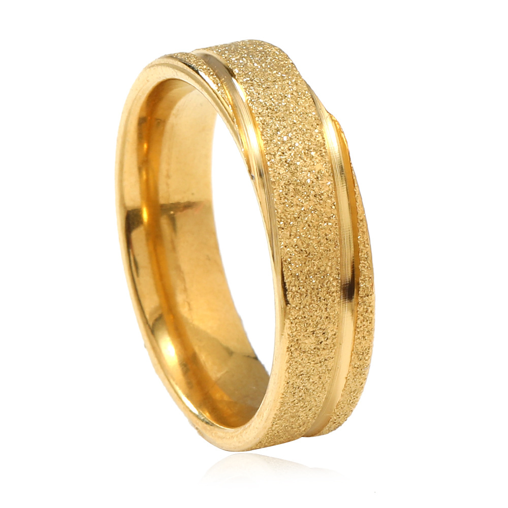 Transfronterizo europeo y americano moda titanio anillo de acero oro doble barra esmerilado lote flor anillo simple fabricante de joyas de acero inoxidable image 7