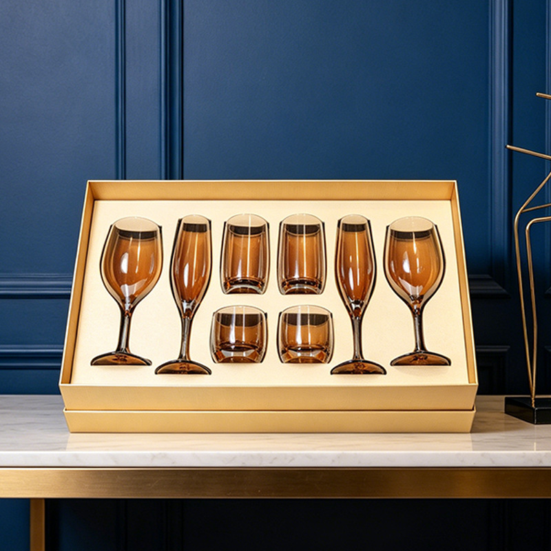 Caja de regalo de taza de vino, taza de champagne, regalo de negocios de lujo ligero, logotipo exclusivo personalizado, regalo de alquiler.