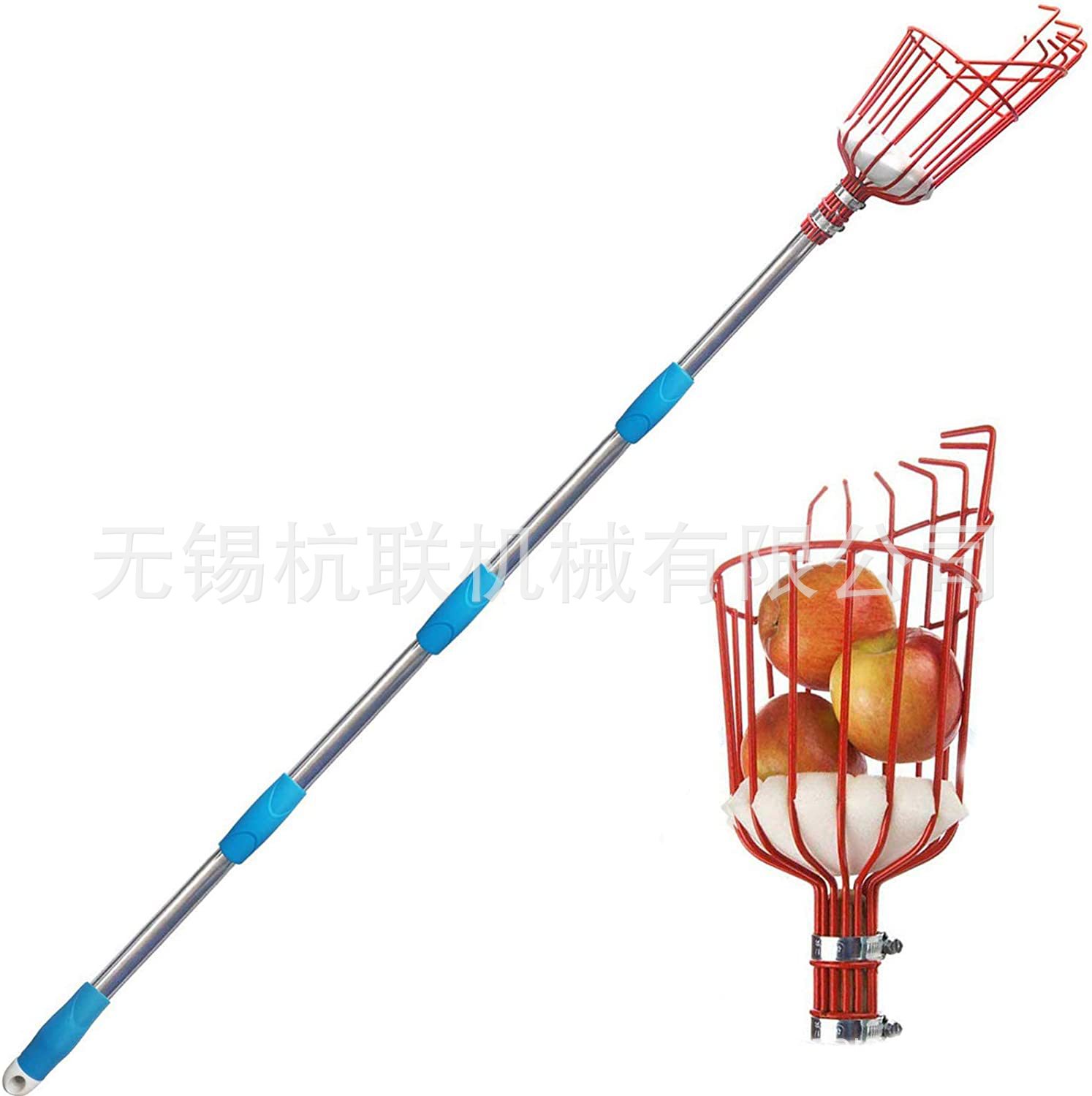 厂家批发不锈钢延长杆摘果器3.6米4米加长杆水果采摘篮可代发