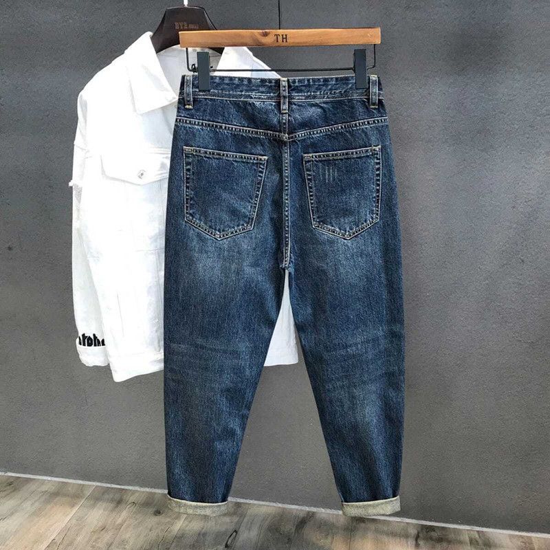 New Jeans Men's Loose Straight Pants Pants Boys Spring and Summer Harem Large Size Casual Denim Long Pants