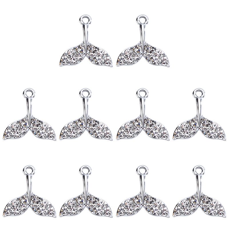 20 PCS/Package 15 * 16mm 18 * 15mm Alloy Rhinestones Planet Fish Tail Polished Pendant display picture 3