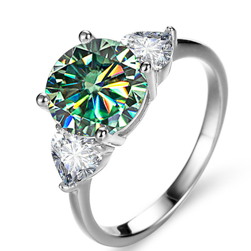 Anillo de plata esterlina 925 mujer 3 quilates de lujo anillo de piedra de moissanita chapado pt950 oro meson fábrica al por mayor en stock