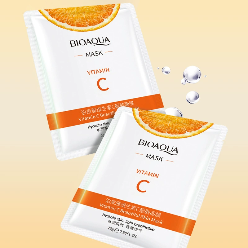 Маска для лица с витамином C (BIOAQUA), 25 г тканевая маска — увлажнение, осветление, одноразовая