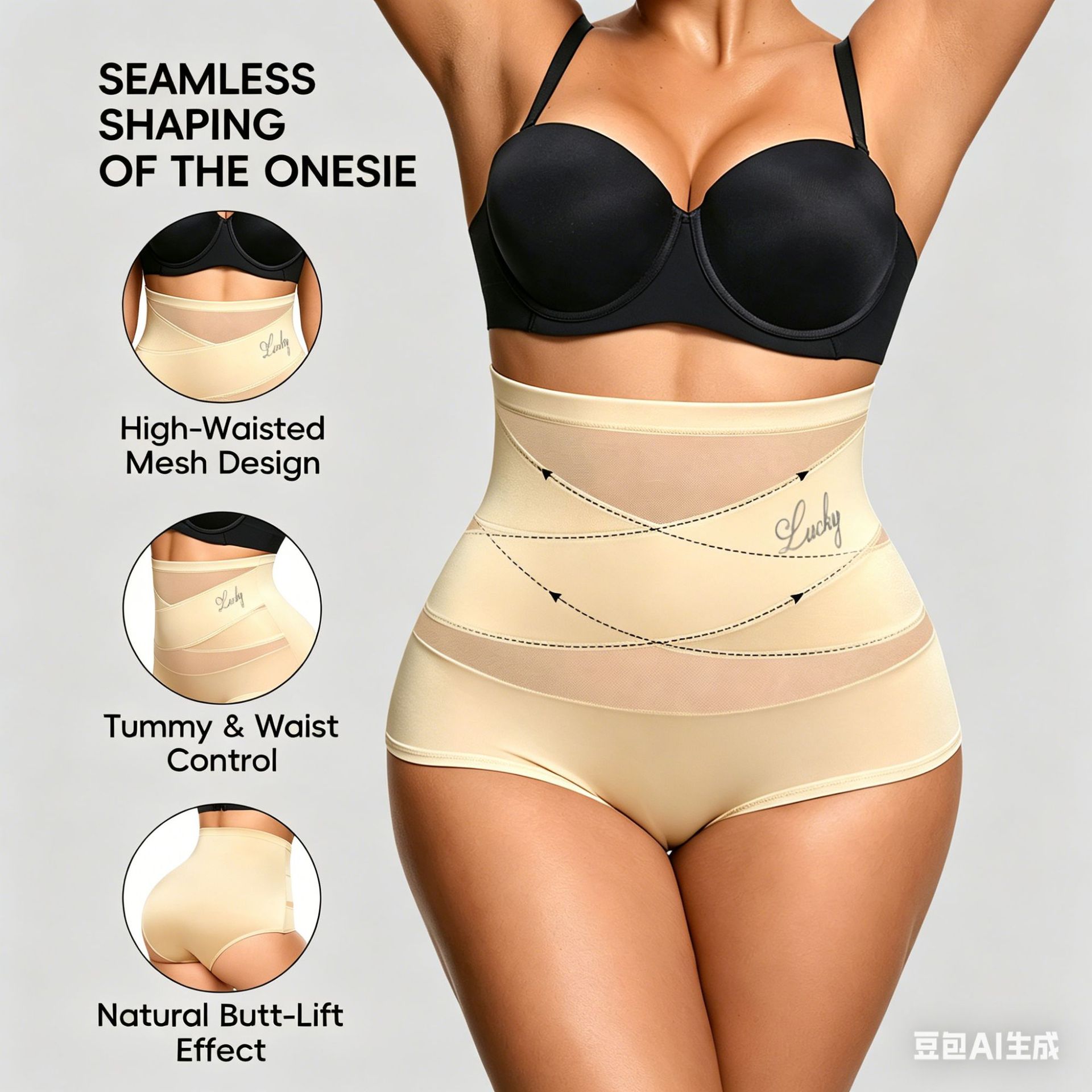 【Exclusive for Cross-Border Sales】Amazon Temu Xiyin European and American Plus Size Women's High-Waist Tummy Control Panties Briefs