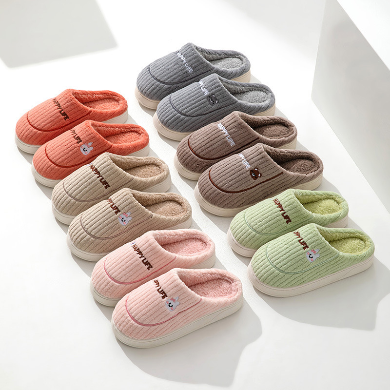 Carefully Selected Cotton Slippers for Indoor Home Use in Autumn and Winter, Men's Slippers That Can Be Worn Outside, Furry Slippers for Couples, Women's High-Quality Plush Slippers Wholesale