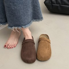 复古两穿勃肯鞋包头半拖鞋女外穿2025秋季新款厚底内增高穆勒单鞋