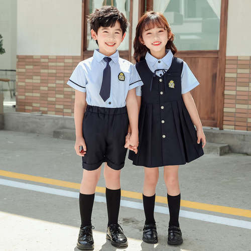 Preschool summer uniform set, college British style school uniform, primary school class uniform, children's summer choir performance attire