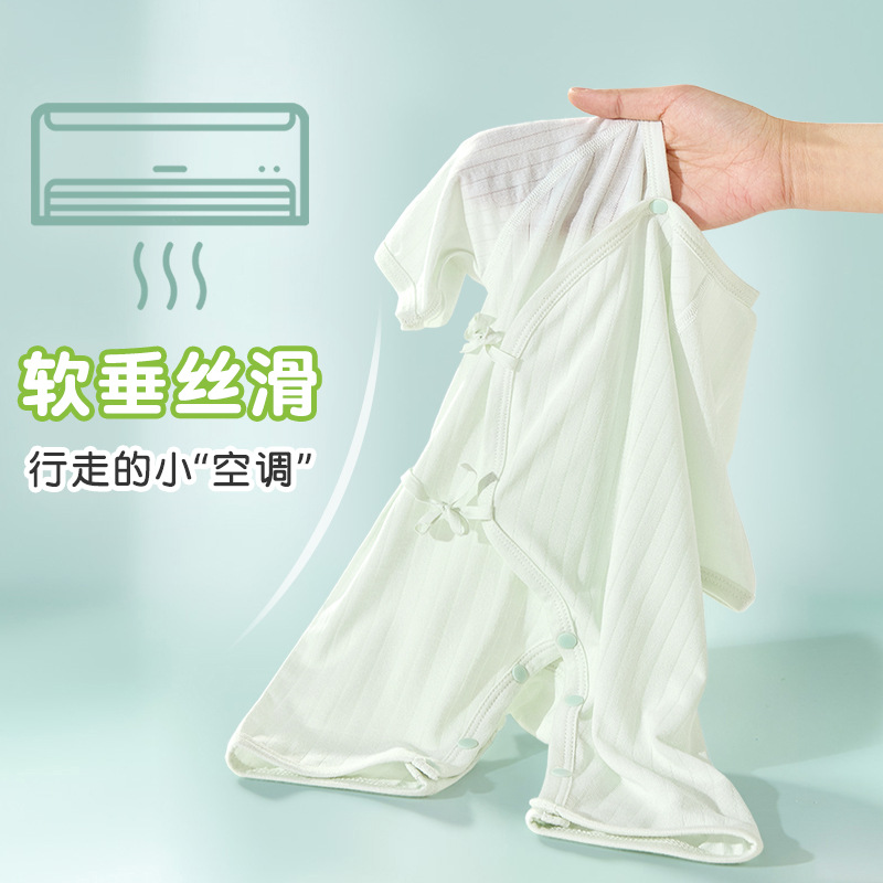 Ropa de bebé de una pieza Ropa de verano para recién nacidos para niños pequeños 0 Manga corta de marzo Estilo delgado Monk mampara pijamas Ropa de verano para bebés