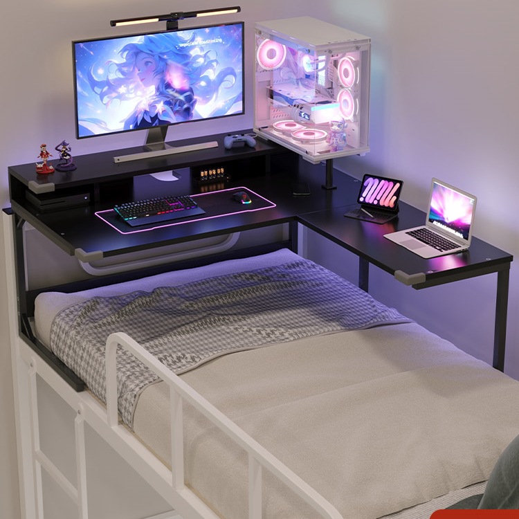Bed Computer Desk for College Dormitory, Lazy Person's Essential, Dormitory Desktop Gaming Desk, Suspended Computer Corner Desk, Study Desk