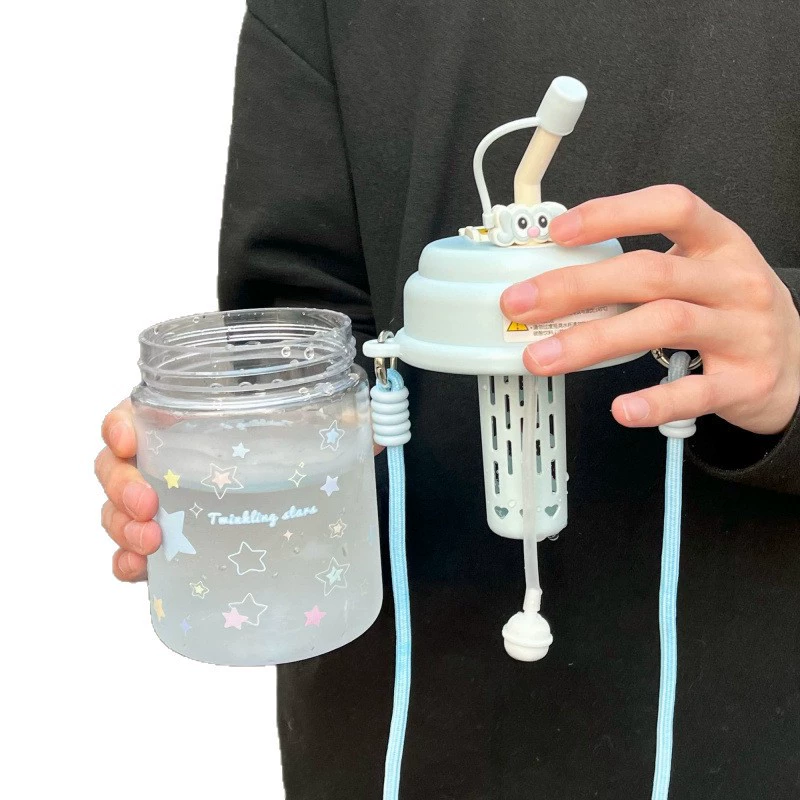 High quality handheld capacious straw with glass for elementary school students