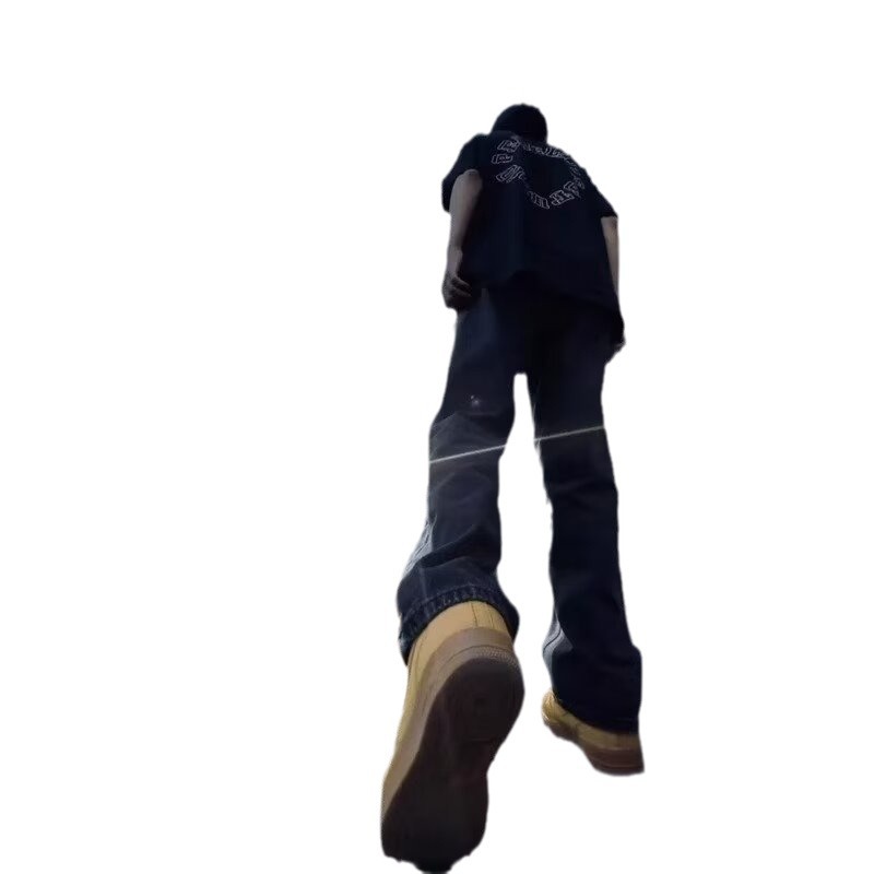 Vaqueros guapos de todo fósforo de la calle americana pantalones holgados de hollín casuales rectos para hombres