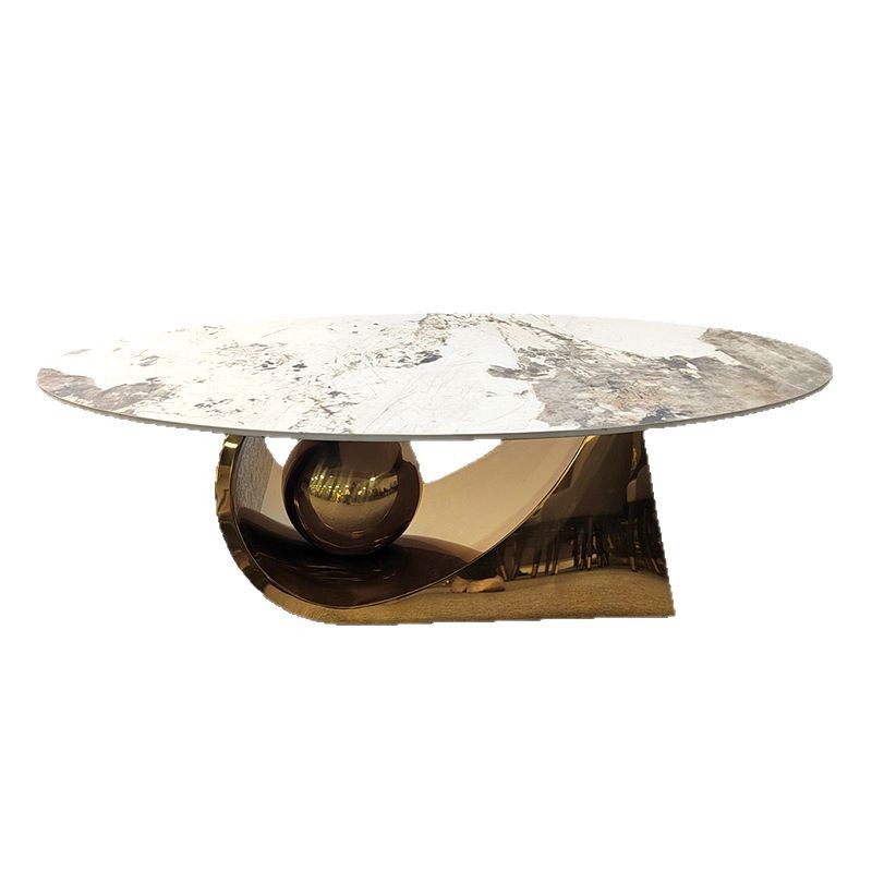 Mesa de centro de tablero de roca de sensación de alta gama de estilo italiano transfronterizo, diseño de celebridades de Internet de alta gama, acero inoxidable, lujo ligero moderno, sala de estar simple, hogar