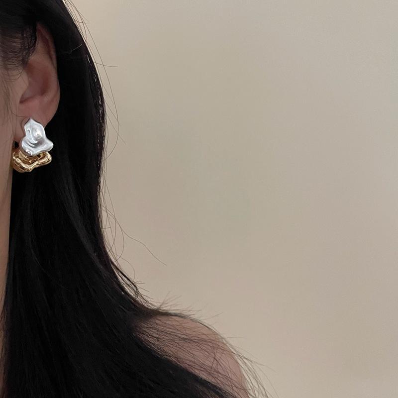 925 Sterling Silver Ear Needle Material 1 Pair Streetwear Water Droplets Heart Shape Mixed Metal Plating Brass Ear Studs