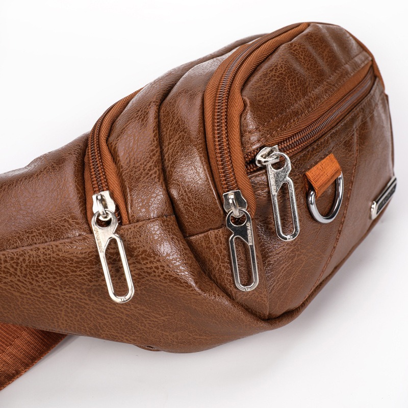 Bolso de cintura para hombre de cuero PU, bolso cruzado pequeño, multifuncional y ligero, venta al por mayor