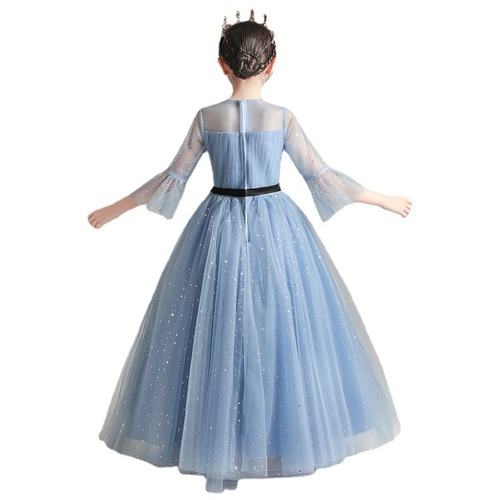 Children's Long Sleeve Dress 2024 New Style Trendy Flower Girl Host Piano Performance Dress