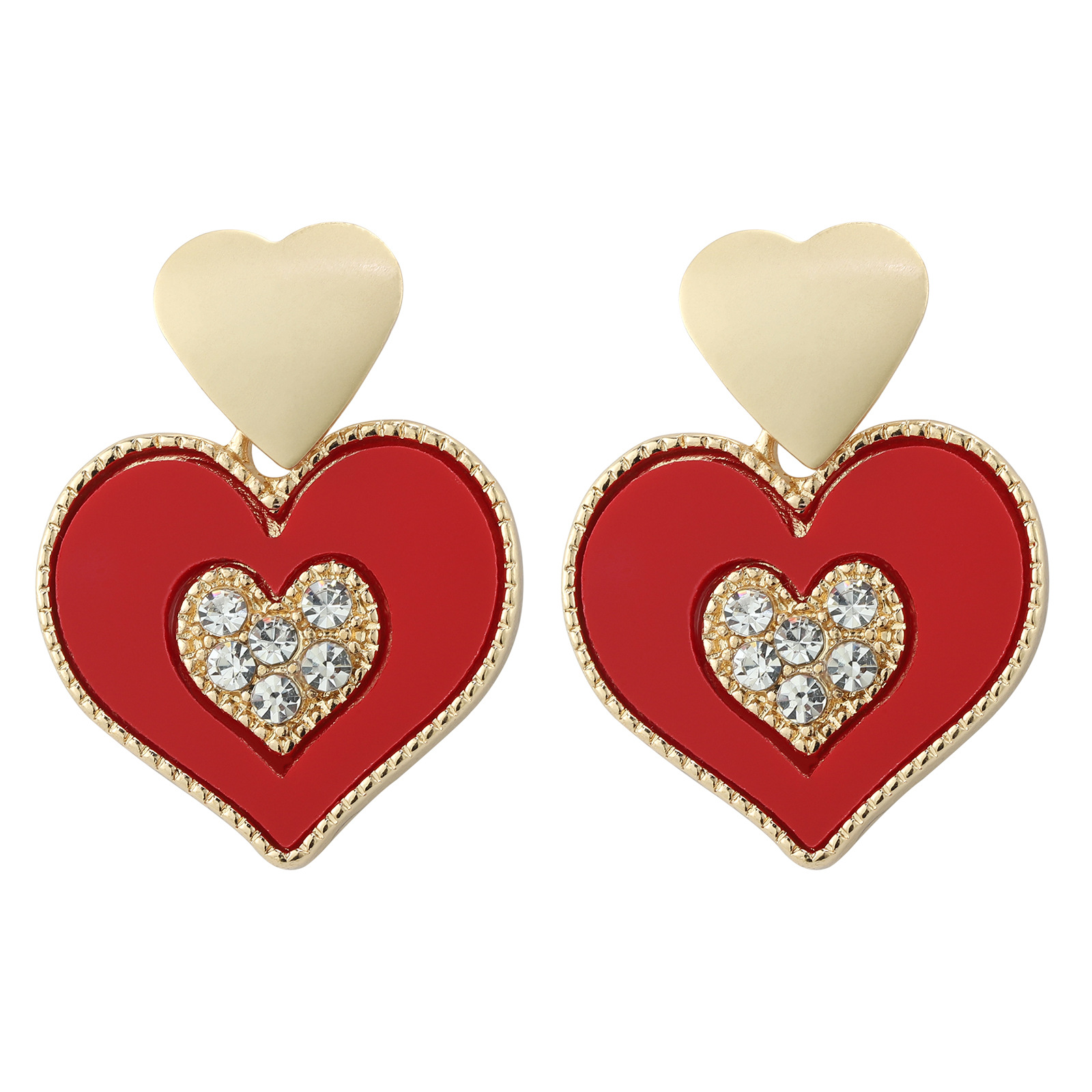 Europe Et Amérique Creative Oeil De Diable Alliage Boucles D'oreilles Diamant-intégré Brillant Accessoires Huile-essuyage Coeur Boucles D'oreilles De Mariage Voyage Boucles D'oreilles display picture 9