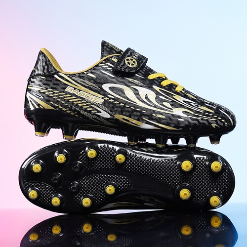 Boys' and girls' children's non-lace Velcro football shoes, children's cleats, elementary school students' long-stud competition training sports shoes