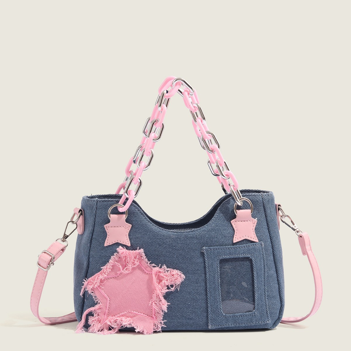 CHARHP&KEJNT official hot girl hand-held one-shoulder crossbody bag trendy denim pain bag versatile girls