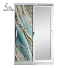 外贸出口印花衣柜钢制更衣柜铁皮储物柜卧室儿童收纳柜家用推拉柜