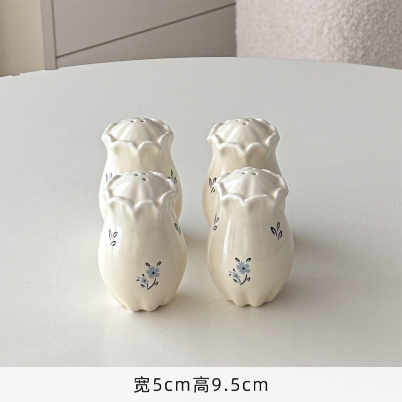 穆尼法式奶油风碎花调料瓶陶瓷托盘厨房用品装饰餐桌摆件三孔调味|undefined