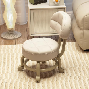 Swivel Small Stool for Doorway, Movable Shoe-Changing Stool for Home Use in Living Room and Bedroom, Low Stool with Wheels for Cleaning and Baby Care