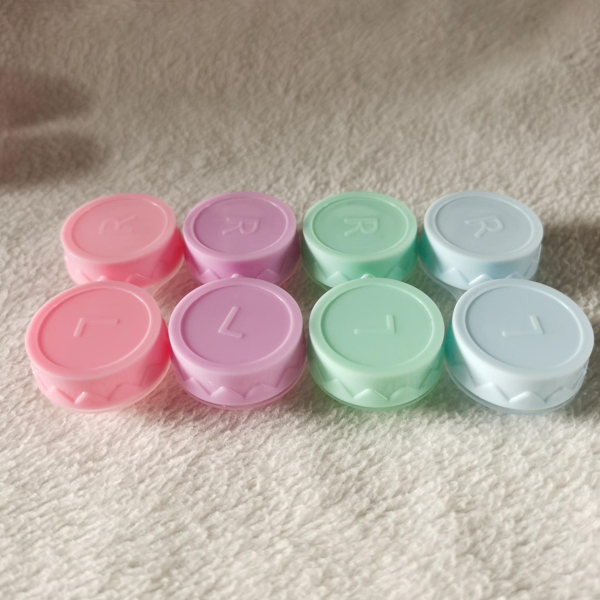 592815-G04实色双联盒多色隐形眼镜盒子PP材料环保简约透明底座