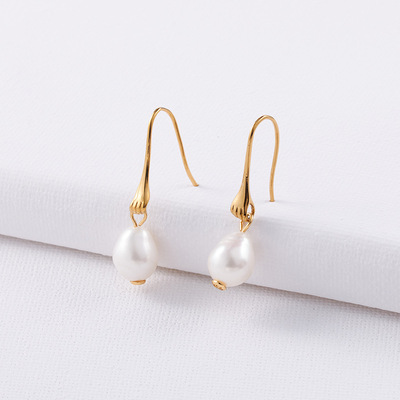 天然珍珠耳环女批发时尚气质高品质小众设计欧美个性耳钉青岛饰品|ru
