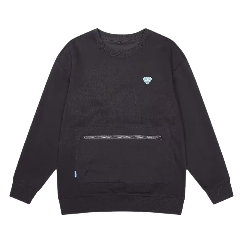 Primavera y otoño nuevo suéter de cuello redondo bolsillo de los hombres cremallera más tamaño suelta más tamaño de los hombres camisa de nicho manga larga moda