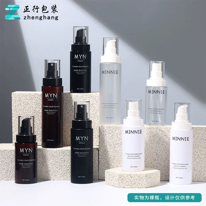 В наличии: прозрачная цилиндрическая пластиковая бутылка из ПЭТ с плоскими плечиками, 150 мл, спрей-флакон, высококачественный, нажимной, 100 мл, для лосьона