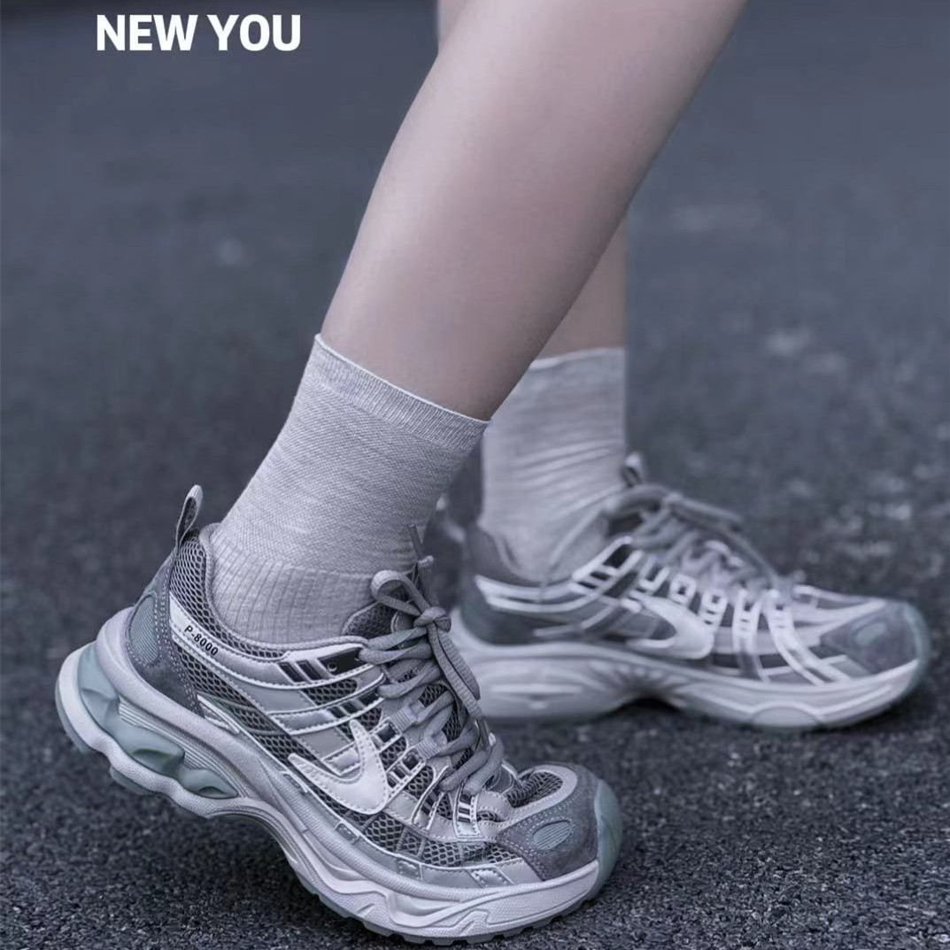 Genuine Leather 2025 Early Autumn New Dad Shoes for Women, Casual Versatile Lightweight Sports Comfortable Thick-Soled Travel Trendy Shoes