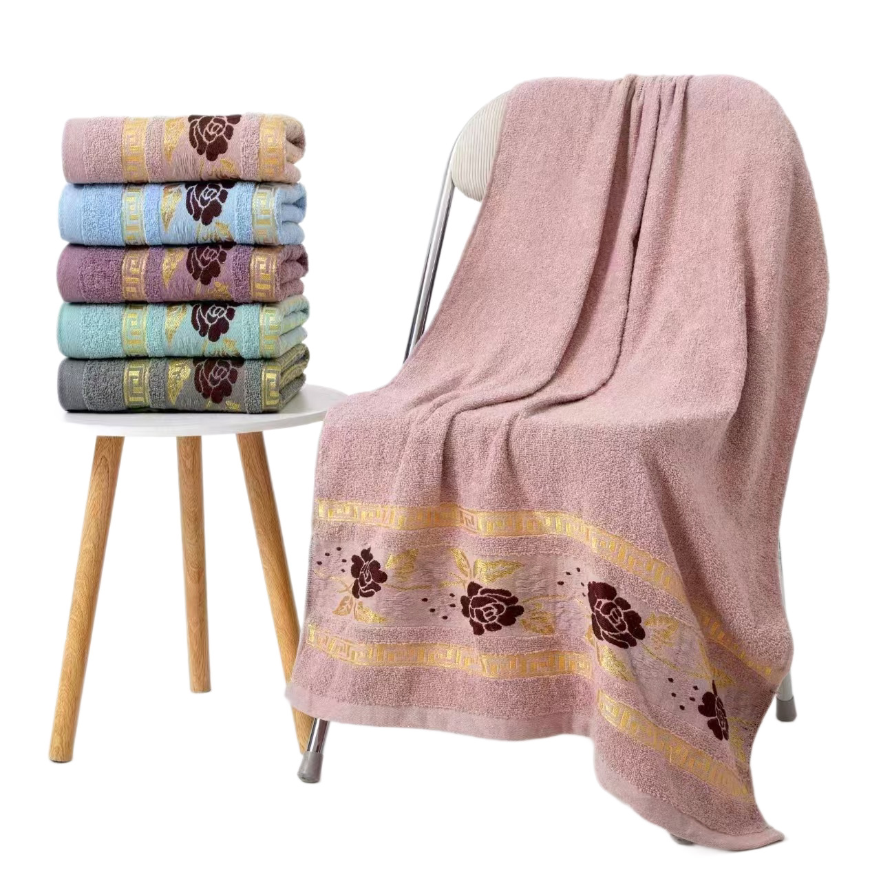 Pure Cotton Bath Towel Super Absorbent Soft Thick Jacquard Hotel_voghion.com