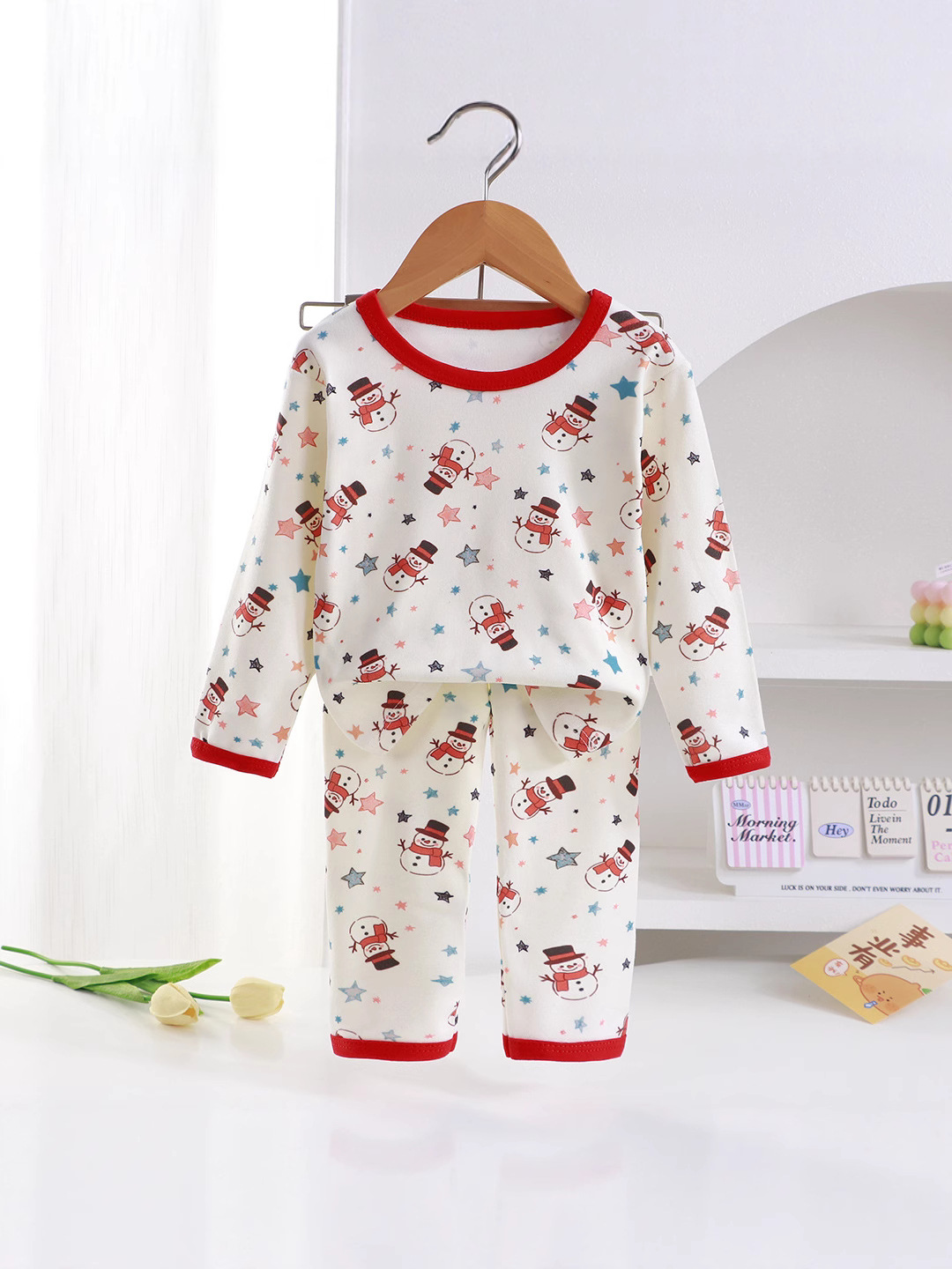 Ropa de Navidad para niños pijamas para niños niñas de terciopelo calentamiento ropa interior ropa de otoño pantalones de otoño ropa infantil al por mayor