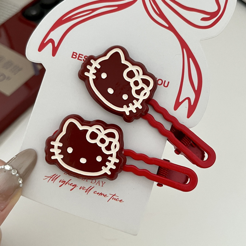 韓国語版の漫画赤 KT 猫子供のヘアピンかわいい甘い女の子のヘアピンカモノハシクリップ女の子のヘアアクセサリー卸売|undefined