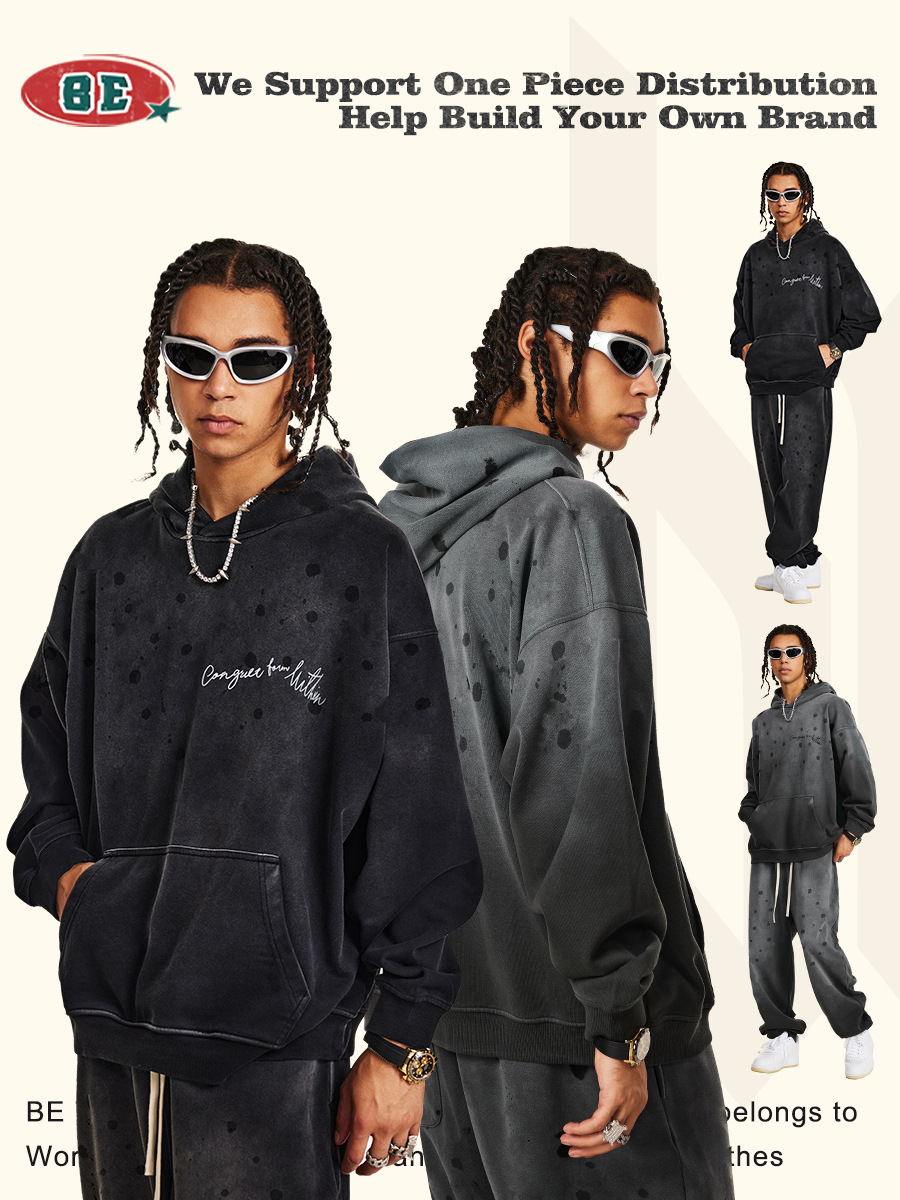 BE ropa de hombre de otoño 2025 High Street Retro RRR123 marca de moda deportiva chaqueta de chaqueta con capuzas viejas de moda para hombres image 1