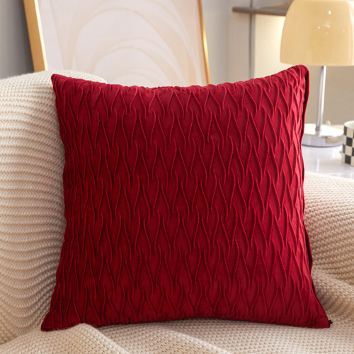Solid color crumpled Dutch velvet striped solid color pillow decoration sofa office cushion bedside backrest home pillow