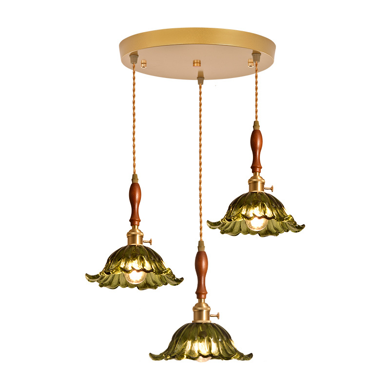 Flor medieval francesa lámpara de restaurante de tres cabezas lámpara de mesa de comedor bar estilo japonés retro estudio lámpara de sala de té L271
