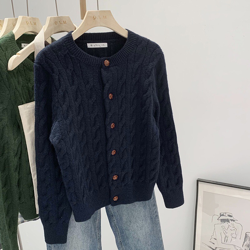 2026 Real Photos Vintage Loose Twist Knit Soft Thick Sweater Autumn Winter Heavy Craft Cardigan Jacket Unique Outfit 2026 Real Photos Vintage Loose Twist Knit Soft Thick Sweater Autumn Winter Heavy Craft Cardigan Jacket Unique Outfit