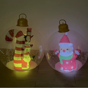 Надувные ёлочные шары ПВХ с Дедом Морозом и LED-подсветкой