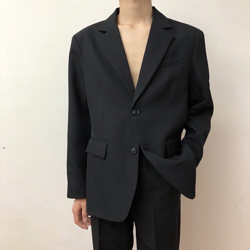 2024 Spring and Autumn Men's Suit Jacket Korean Version Loose Design Sense Black Drape Graceful Single Suit Casual Wear 