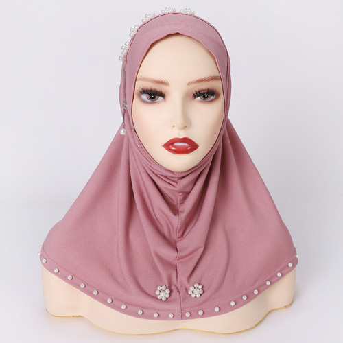 Live streaming cross-border e-commerce crystal hemp high-brightness pearl loose head cover Hui ethnic group easy-to-wear lazy person's hat Middle East and Africa head cover