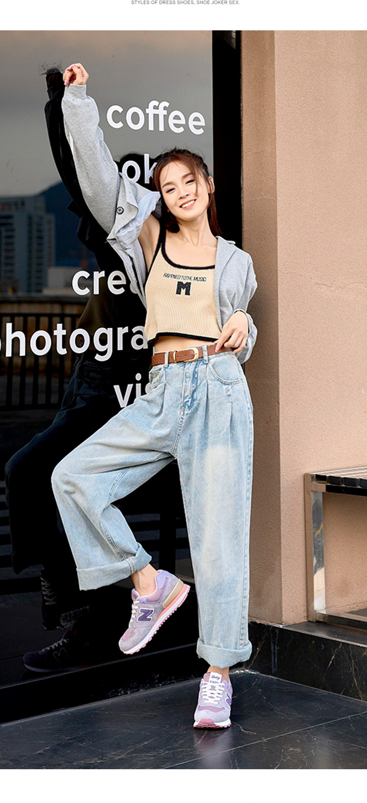 Giày sneaker nữ chạy bộ mesh thoáng mát phong cách Balance 574 — P574 Ngôi Sao Xám Trắng chi tiết 13