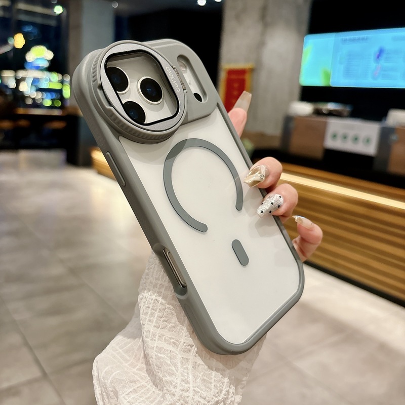 创意镜头支架适用iPhone17PROMAX透明磁吸手机壳苹果16防摔保护套|undefined