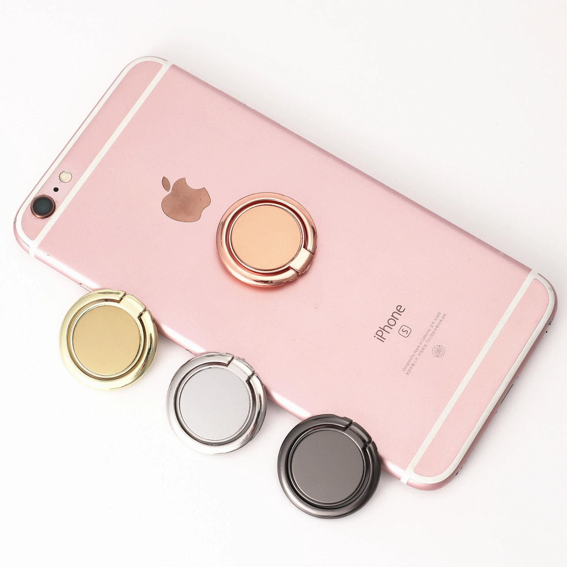 Зеркальное круглое металлическое кольцо-держатель для телефона с магнитным креплением в машину, вращение на 360 градусов ° Вращающаяся настольная подставка с логотипом производителя на задней стороне